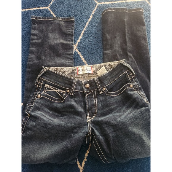 Ariat R.E.A.L Denim Dark Wash Straight Leg Boot Cut Jeans 28s - Picture 6 of 7